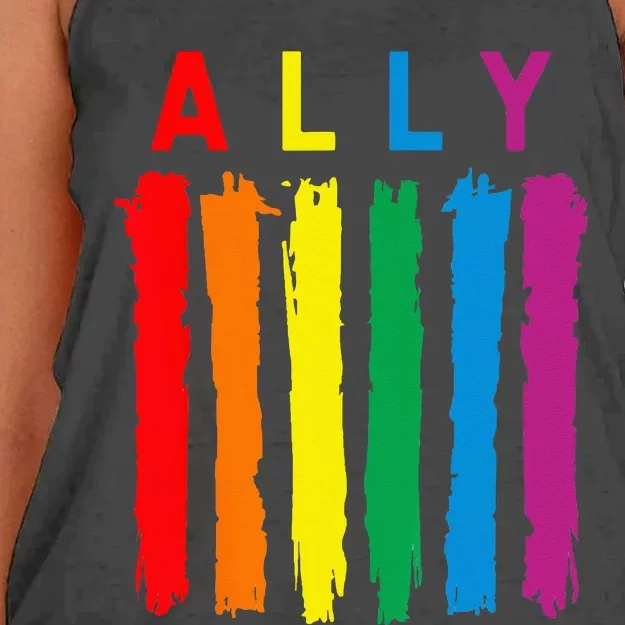 LGBT Ally Pride Rainbow Proud Ally Women's Knotted Racerback Tank