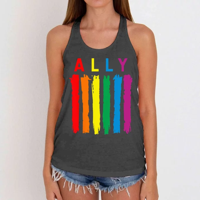 LGBT Ally Pride Rainbow Proud Ally Women's Knotted Racerback Tank