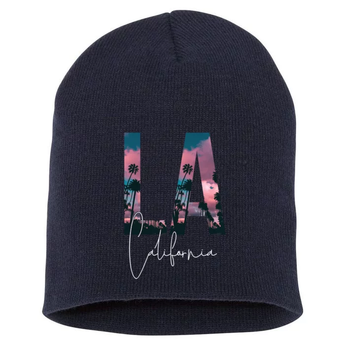 Los Angeles Palm Trees Short Acrylic Beanie