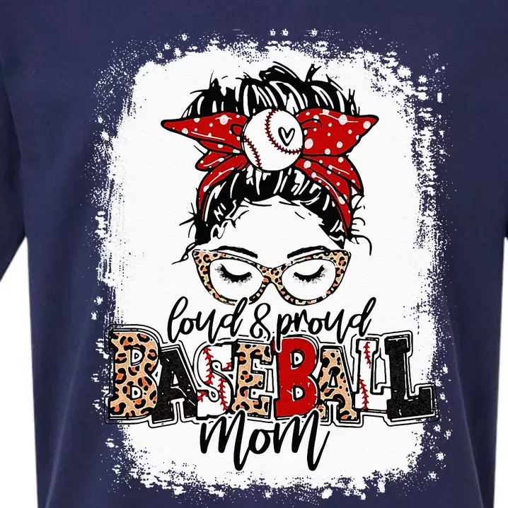 Loud And Proud BaseBall Mom Life Messy Bun Leopard Sueded Cloud Jersey T-Shirt