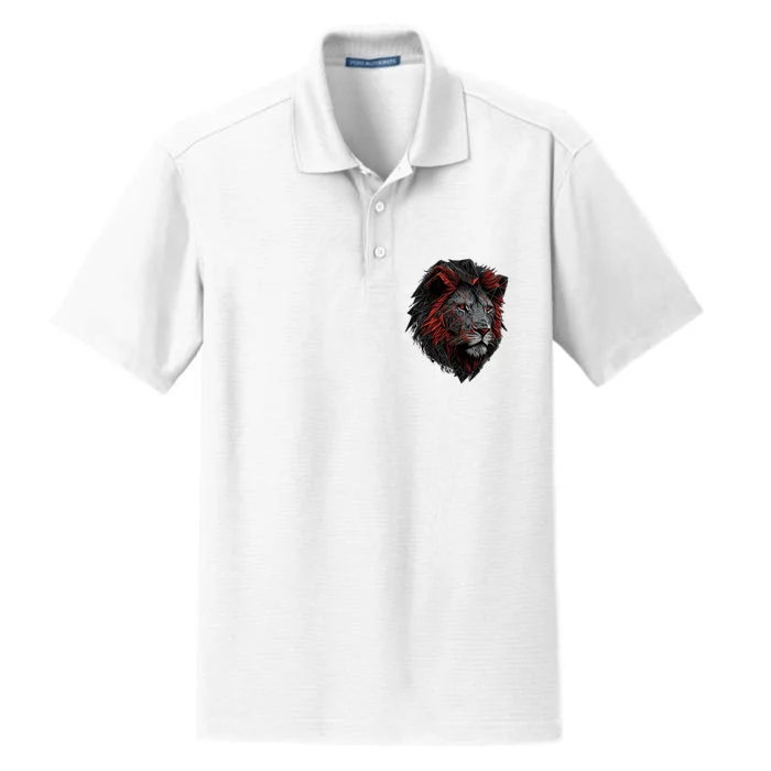 Lion Animal Print Art Polygon Lion Dry Zone Grid Performance Polo