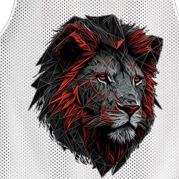 Lion Animal Print Art Polygon Lion Mesh Reversible Basketball Jersey Tank