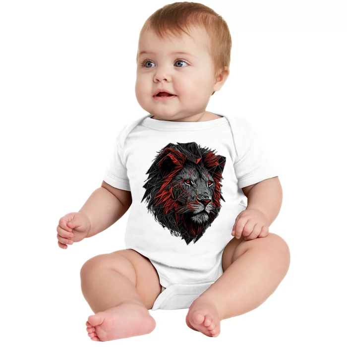 Lion Animal Print Art Polygon Lion Baby Bodysuit