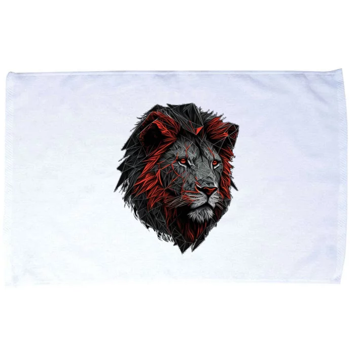 Lion Animal Print Art Polygon Lion Microfiber Hand Towel