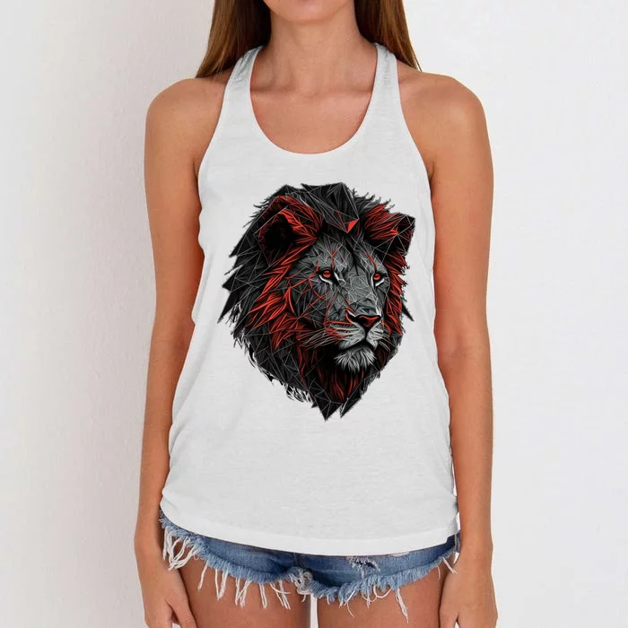 Lion Animal Print Art Polygon Lion Women's Knotted Racerback Tank