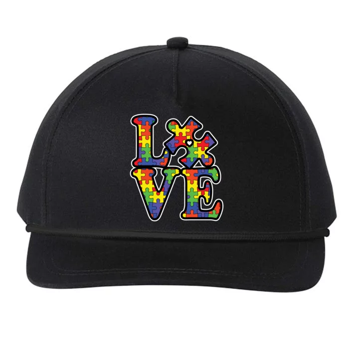 Love Autism Puzzle Piece Snapback Five-Panel Rope Hat