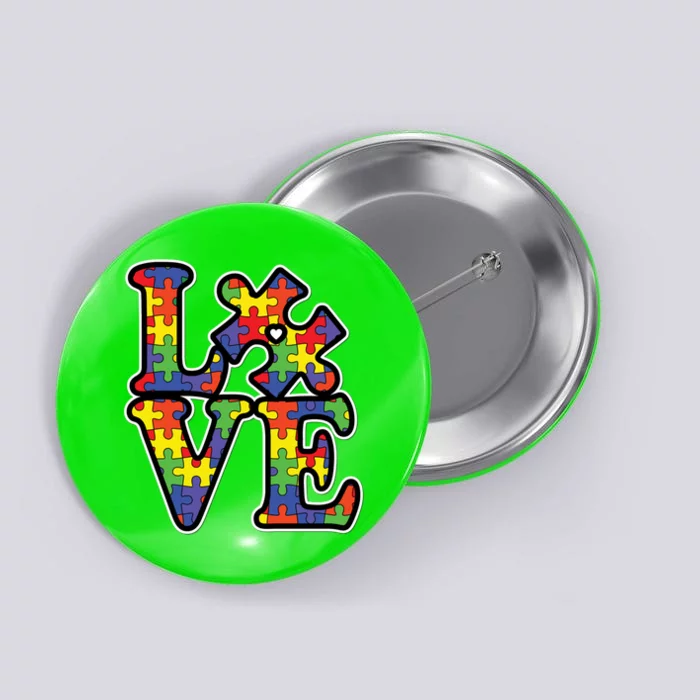 Love Autism Puzzle Piece Button