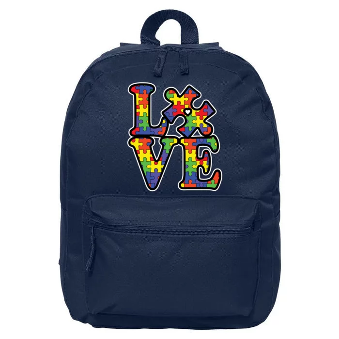 Love Autism Puzzle Piece 16 in Basic Backpack