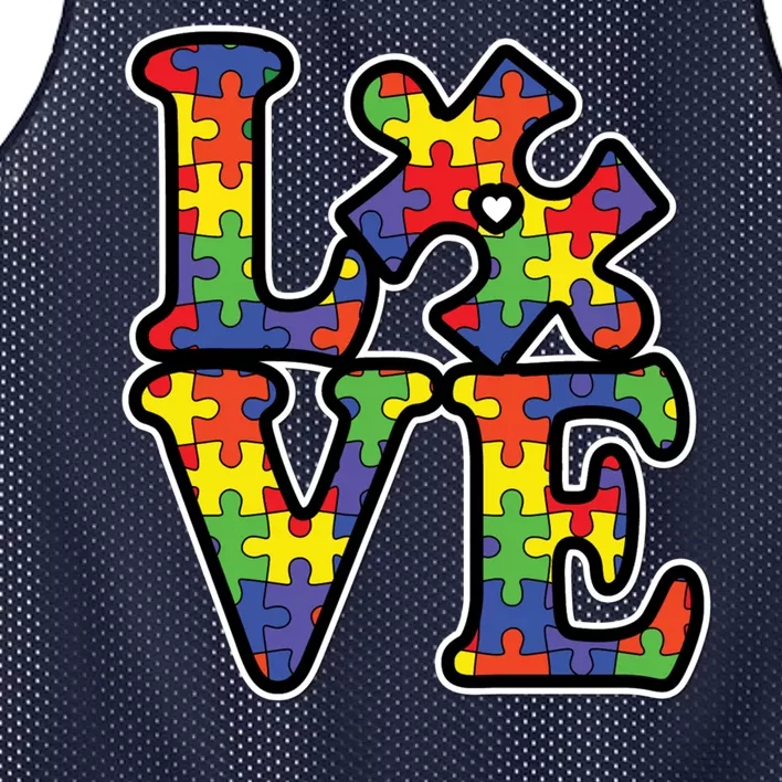 Love Autism Puzzle Piece Mesh Reversible Basketball Jersey Tank