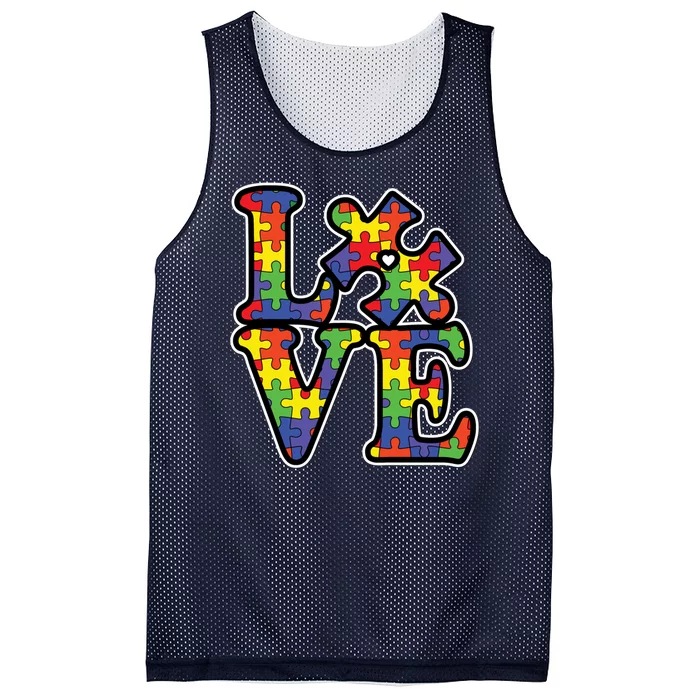 Love Autism Puzzle Piece Mesh Reversible Basketball Jersey Tank