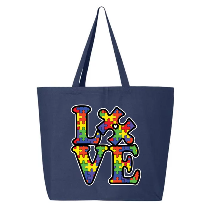 Love Autism Puzzle Piece 25L Jumbo Tote