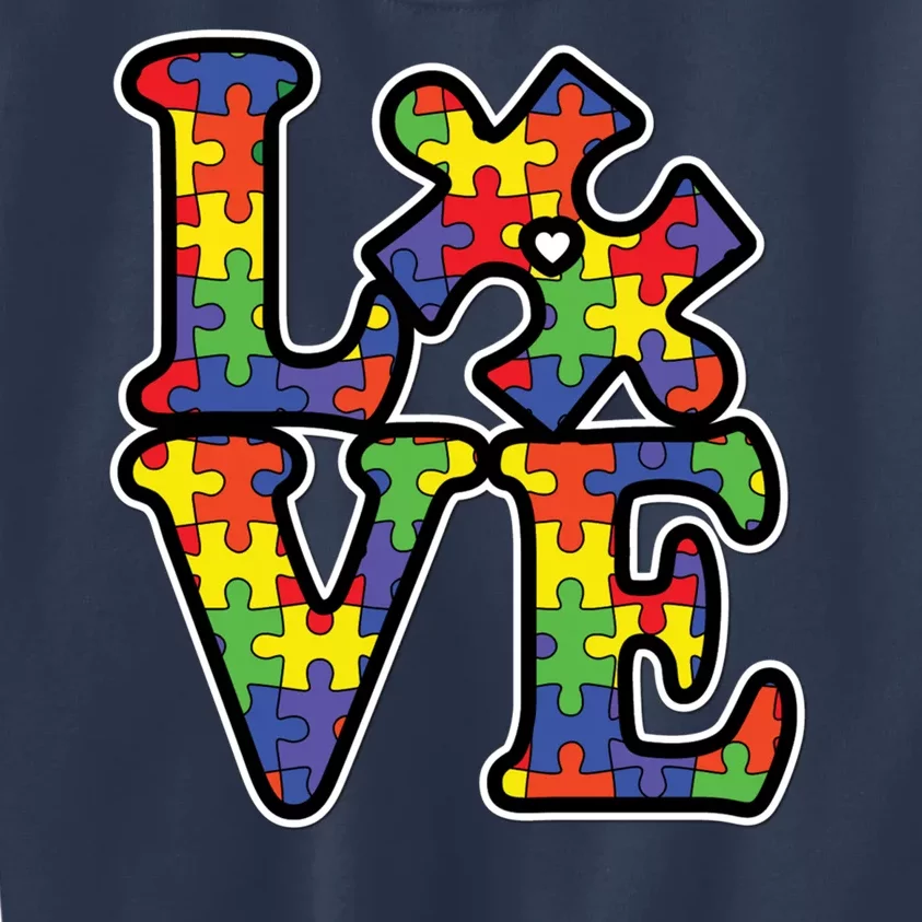 Love Autism Puzzle Piece Kids Sweatshirt