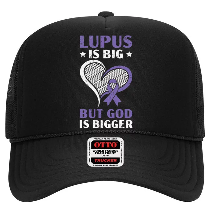 Lupus Awareness Purple Ribbon SLE Autoimmune Disease High Crown Mesh Trucker Hat