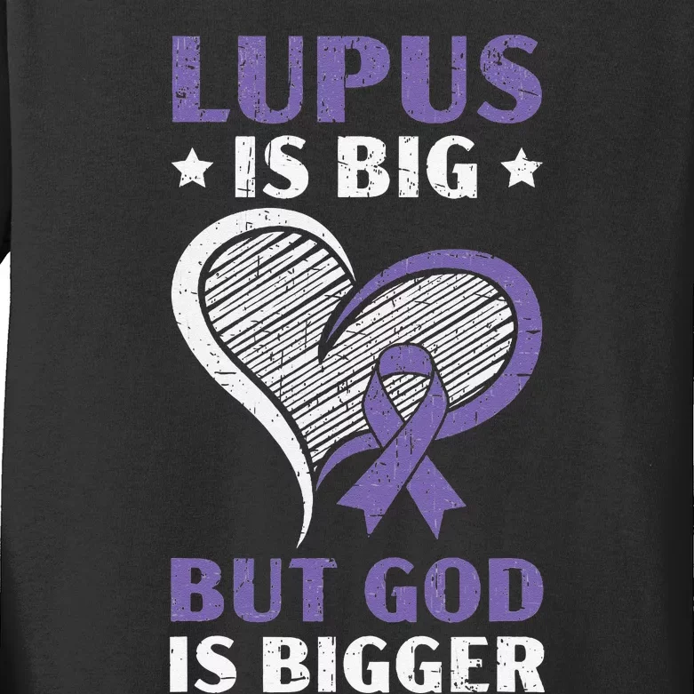 Lupus Awareness Purple Ribbon SLE Autoimmune Disease Kids Long Sleeve Shirt