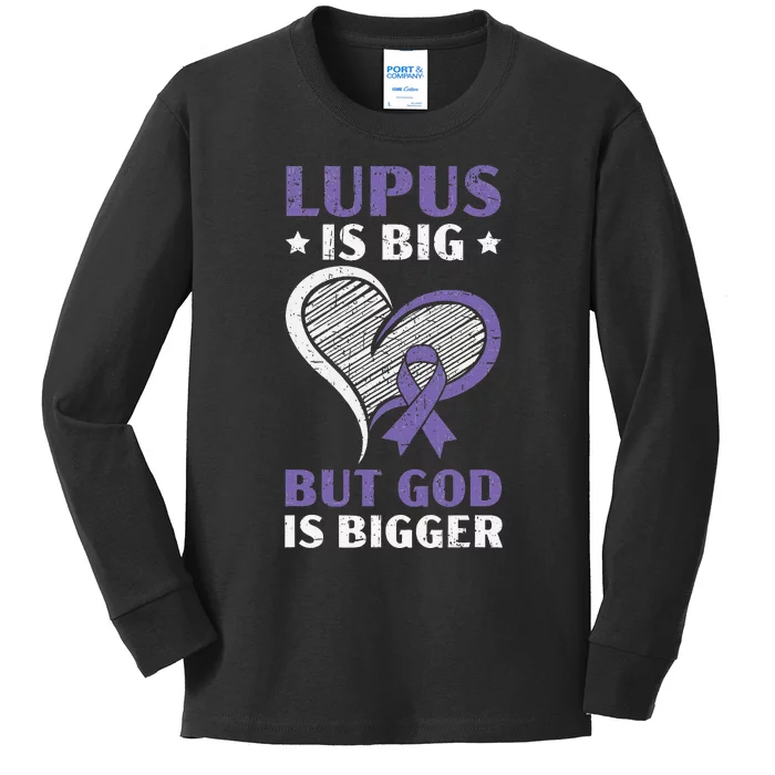 Lupus Awareness Purple Ribbon SLE Autoimmune Disease Kids Long Sleeve Shirt