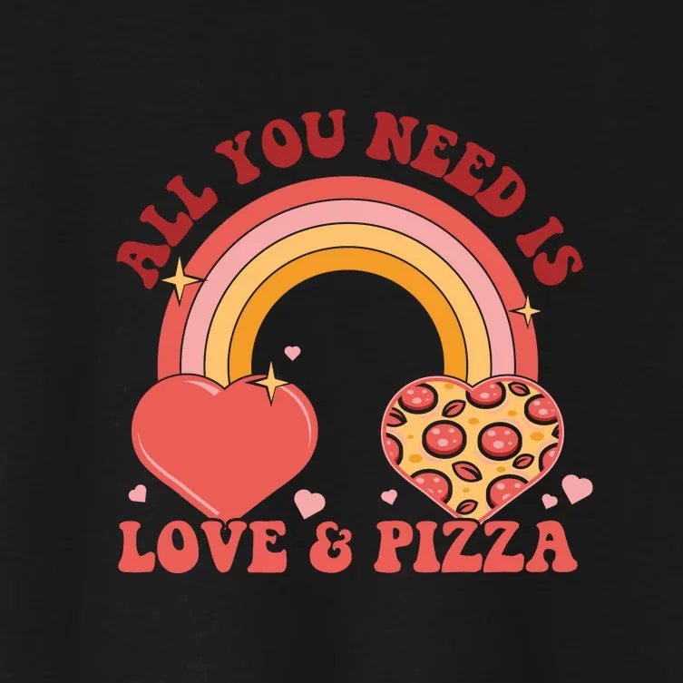 Love And Pizza Retro Valentine Gift For Valentine Day Women's Crop Top Tee