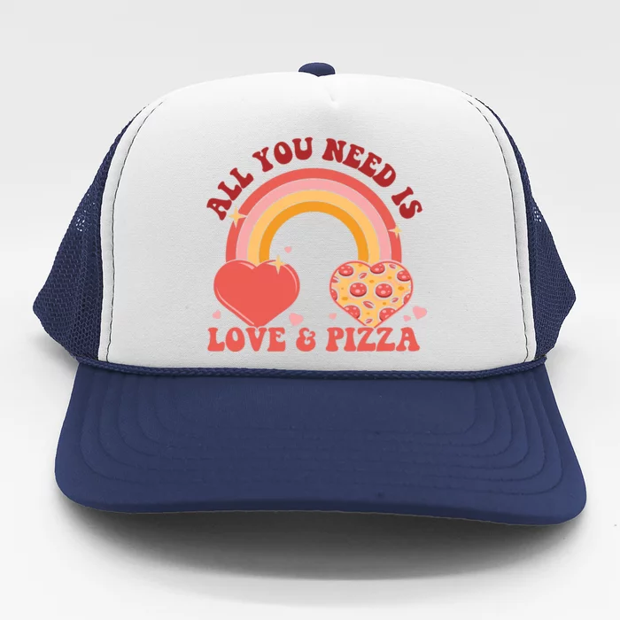 Love And Pizza Retro Valentine Gift For Valentine Day Trucker Hat