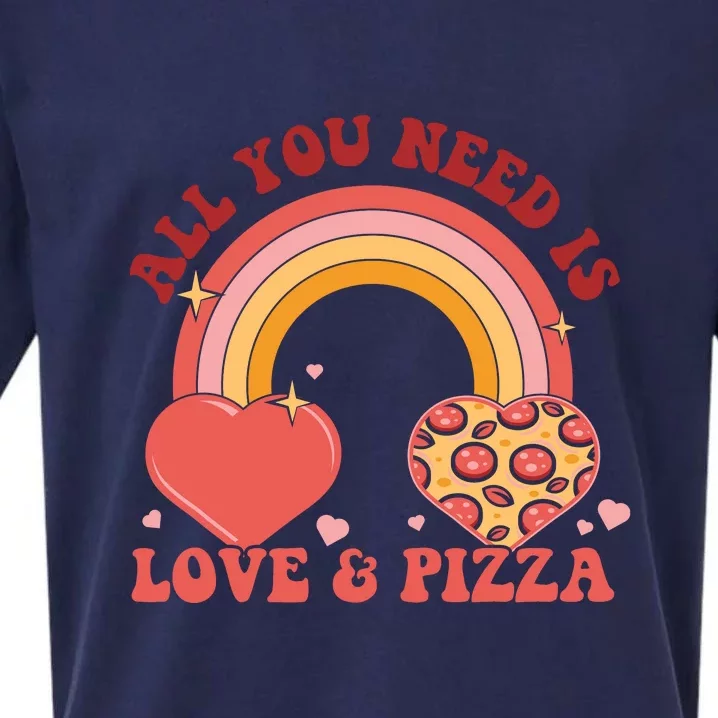 Love And Pizza Retro Valentine Gift For Valentine Day Sueded Cloud Jersey T-Shirt