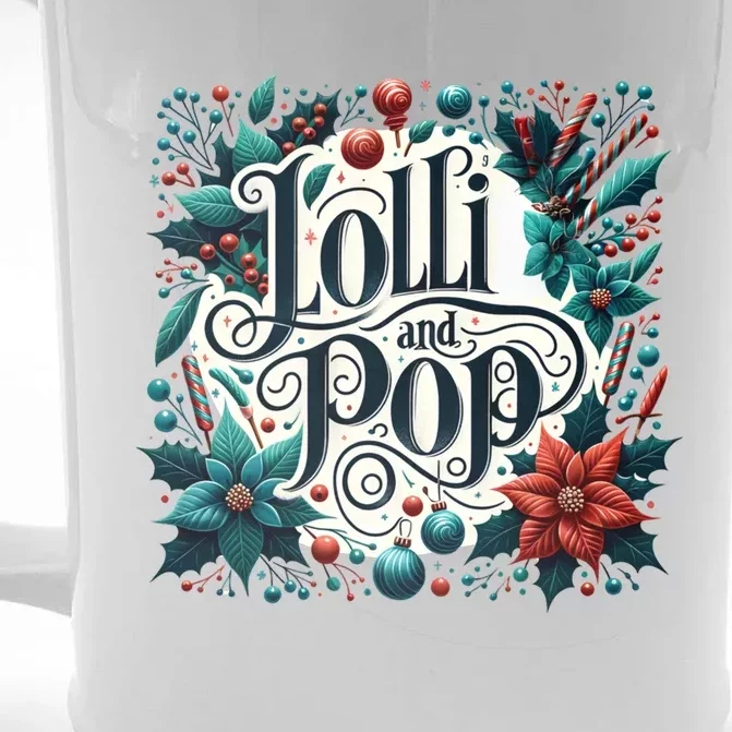 Lolli And Pop Lolly Christmas Holly Poinsettia Gift Front & Back Beer Stein