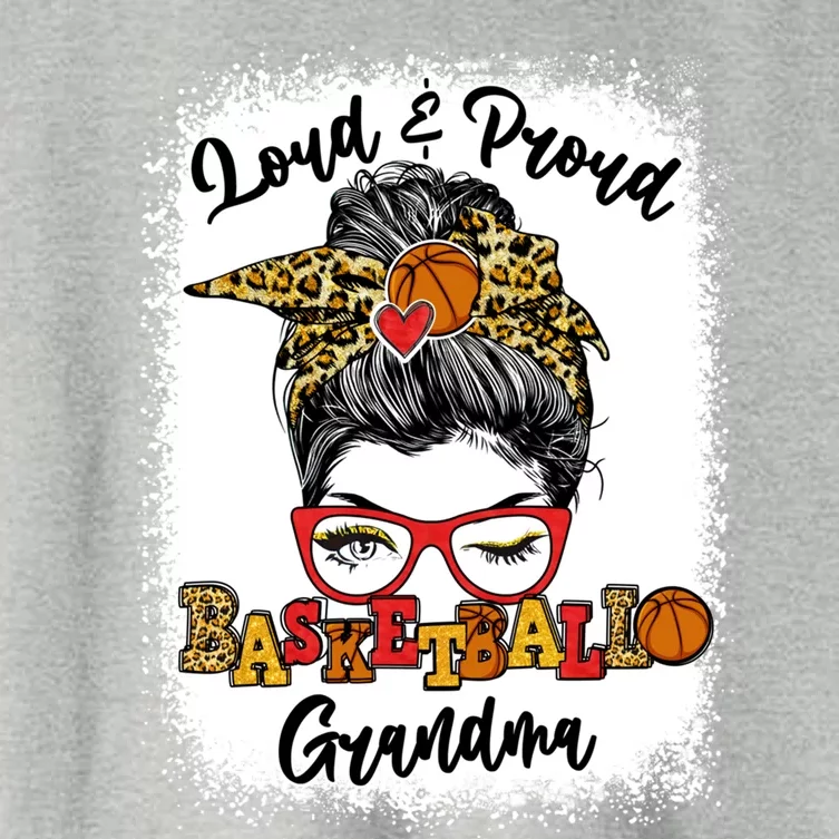 Loud And Proud Basketball Grandma Messy Bun Bleached Meaningful Gift Women's Crop Top Tee