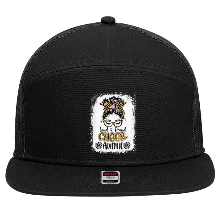 Loud And Proud Cheer Auntie Leopard Bleached Mother's Day 7 Panel Mesh Trucker Snapback Hat