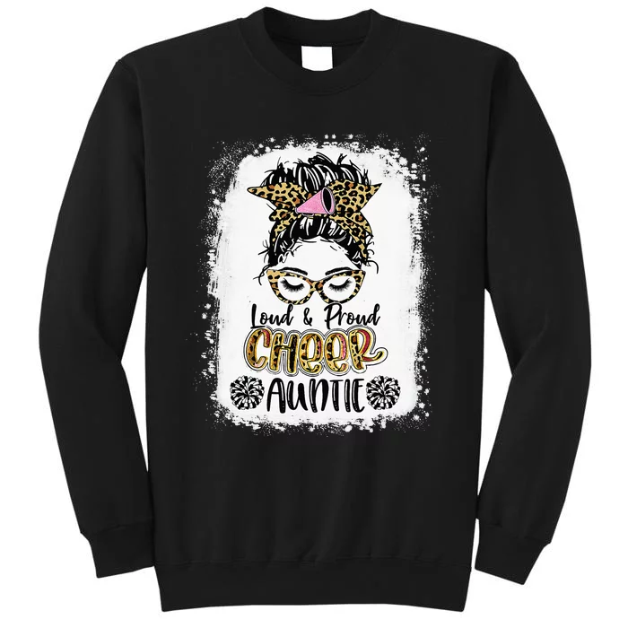 Loud And Proud Cheer Auntie Leopard Bleached Mother's Day Tall Sweatshirt