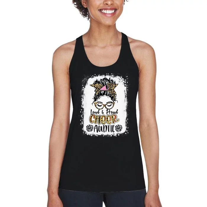 Loud And Proud Cheer Auntie Leopard Bleached Mother's Day Women's Racerback Tank