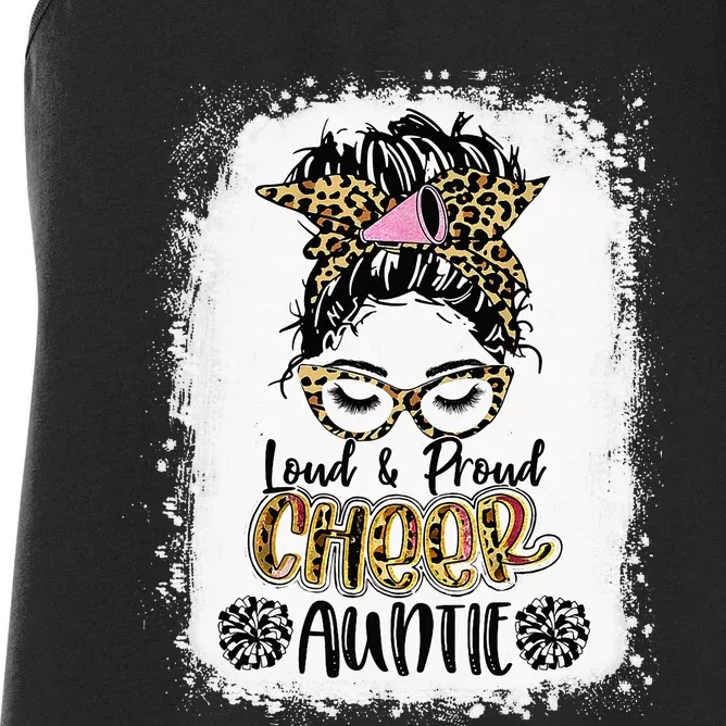 Loud And Proud Cheer Auntie Leopard Bleached Mother's Day Women's Racerback Tank