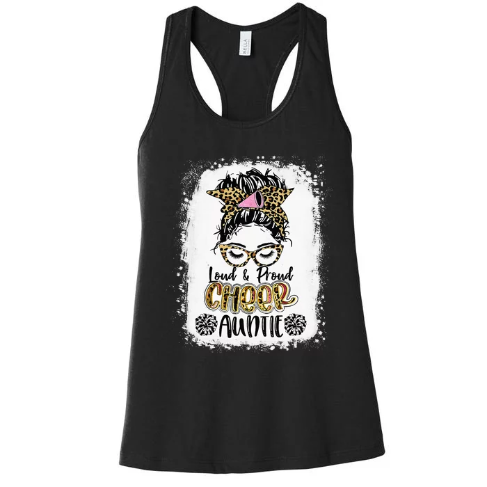 Loud And Proud Cheer Auntie Leopard Bleached Mother's Day Women's Racerback Tank