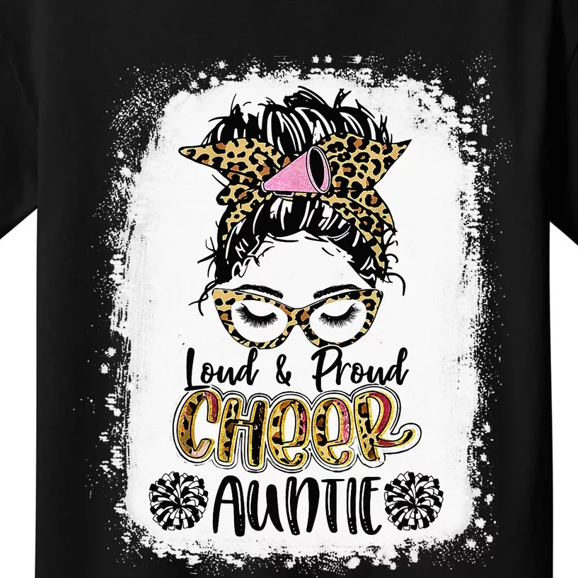 Loud And Proud Cheer Auntie Leopard Bleached Mother's Day Kids T-Shirt