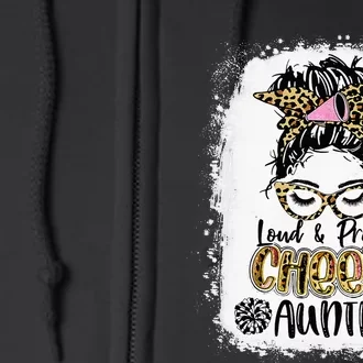 Loud And Proud Cheer Auntie Leopard Bleached Mother's Day Full Zip Hoodie