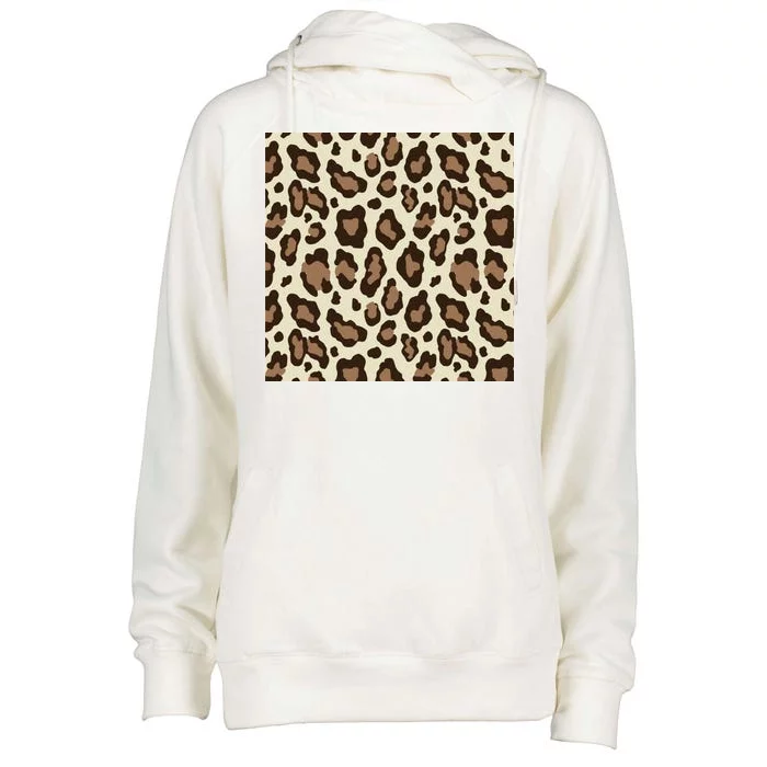 Leopard Animal Print Pattern Womens Funnel Neck Pullover Hood