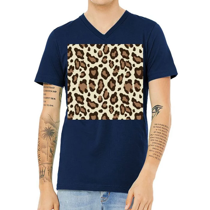 Leopard Animal Print Pattern V-Neck T-Shirt