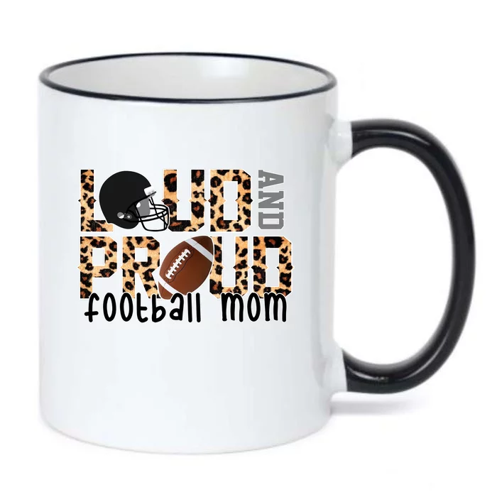 Loud And Proud Football Mom Leopard Design Black Color Changing Mug