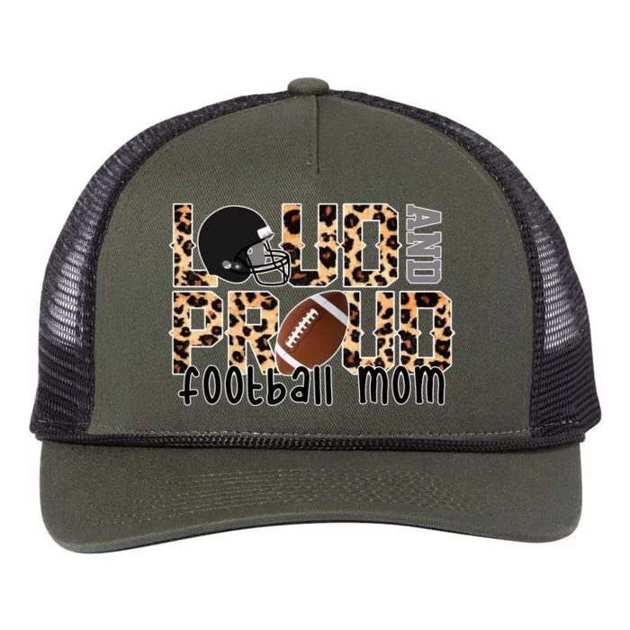 Loud And Proud Football Mom Leopard Design Retro Rope Trucker Hat Cap