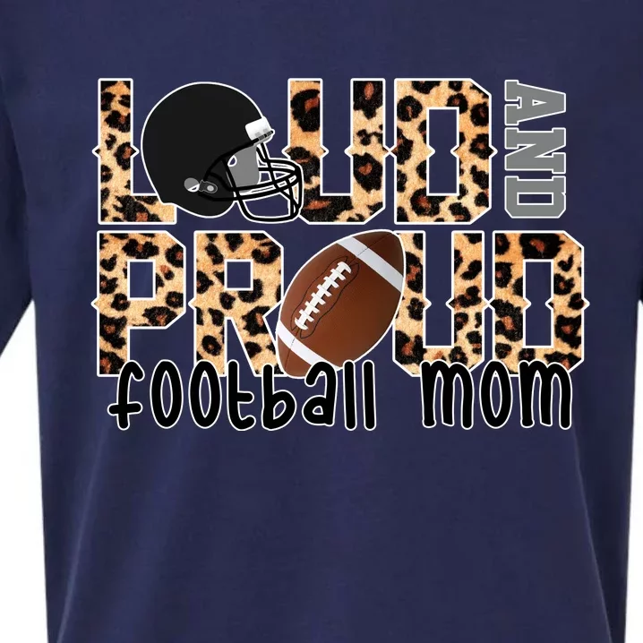 Loud And Proud Football Mom Leopard Design Sueded Cloud Jersey T-Shirt