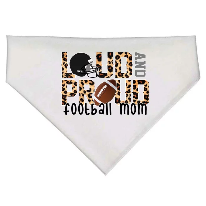 Loud And Proud Football Mom Leopard Design USA-Made Doggie Bandana