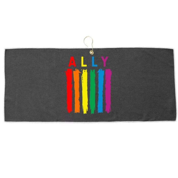 Lgbt Ally Pride Rainbow Proud Ally Large Microfiber Waffle Golf Towel