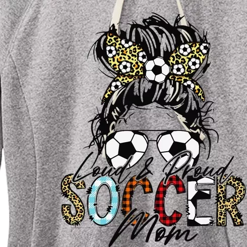 Loud And Proud Soccer Mom Bleached Messy Bun Game Day Women's Fleece Hoodie