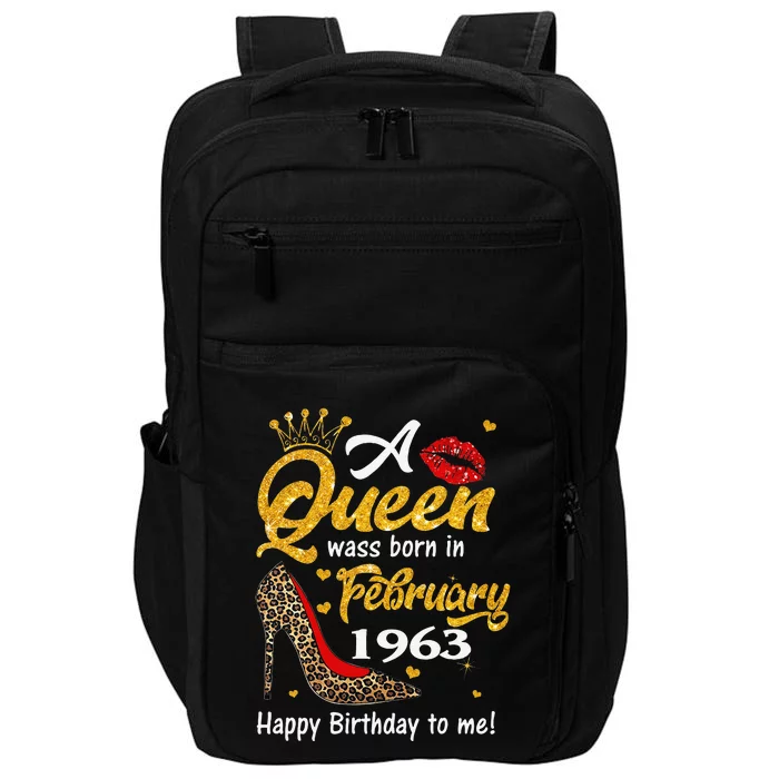 Leopard A Queen Was Born In February 1963 60th Birthday Gift Impact Tech Backpack