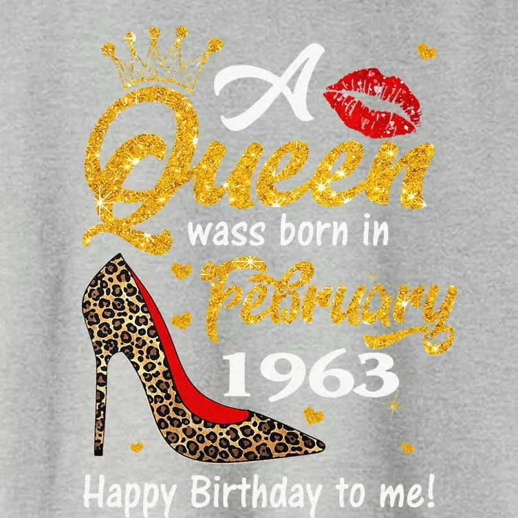 Leopard A Queen Was Born In February 1963 60th Birthday Gift Women's Crop Top Tee