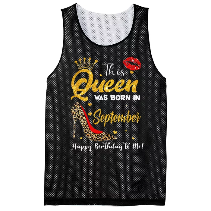 Leopard A Queen Was Born in September Happy Birthday to Me Mesh Reversible Basketball Jersey Tank