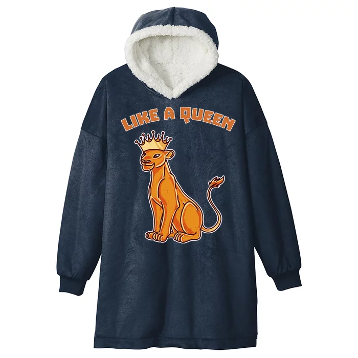 Like A Queen Queen Of The Jungle Lioness Hooded Wearable Blanket