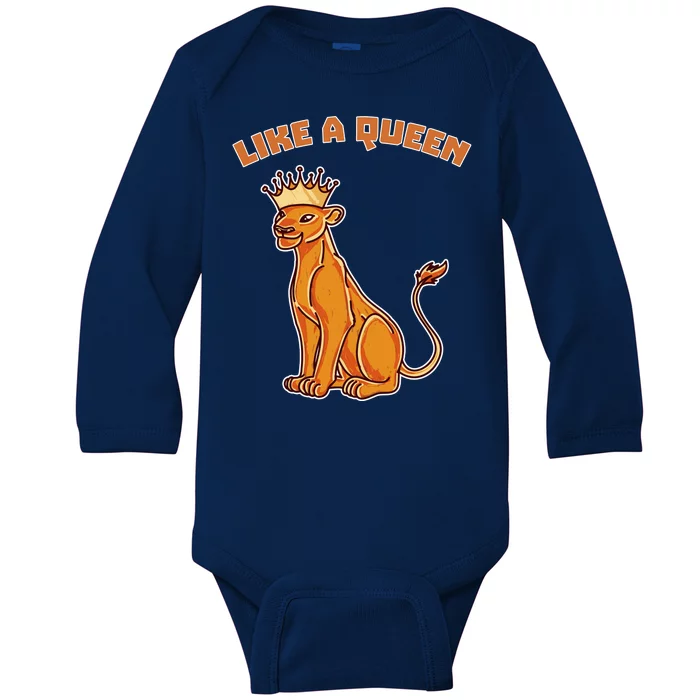 Like A Queen Queen Of The Jungle Lioness Baby Long Sleeve Bodysuit