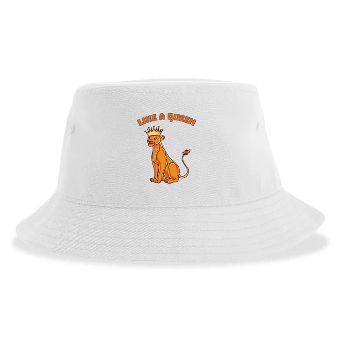 Like A Queen Queen Of The Jungle Lioness Sustainable Bucket Hat