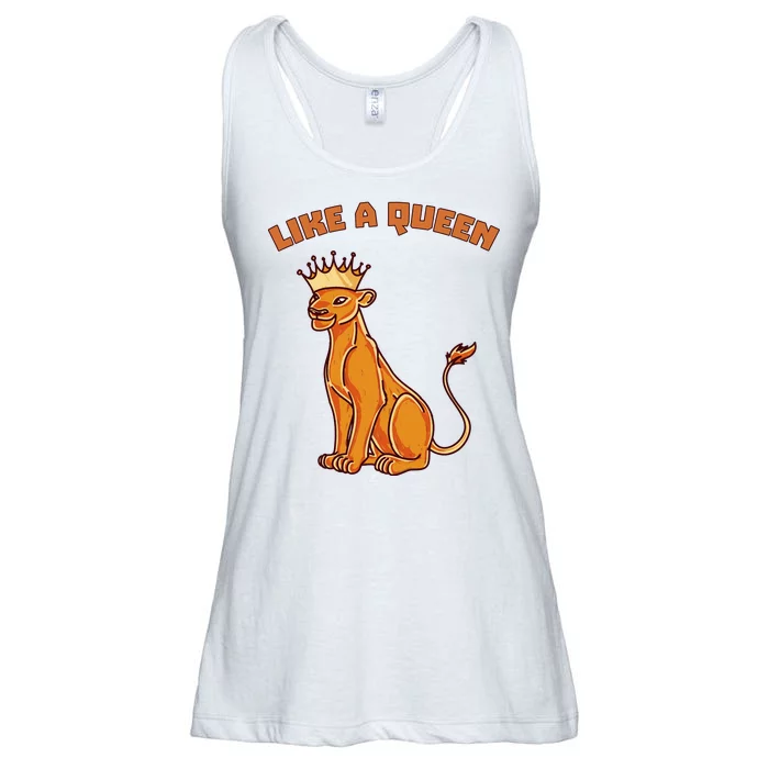 Like A Queen Queen Of The Jungle Lioness Ladies Essential Flowy Tank