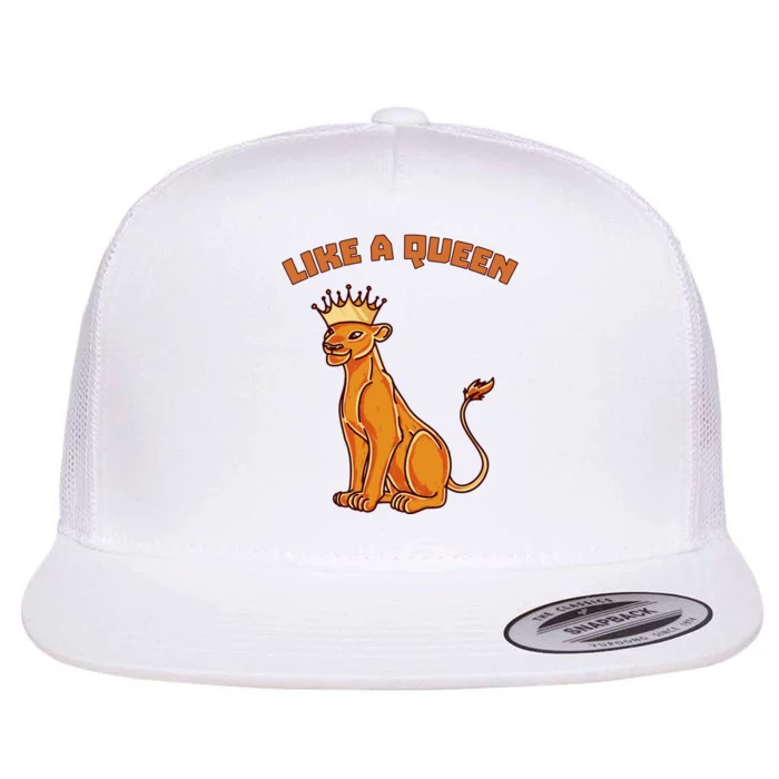 Like A Queen Queen Of The Jungle Lioness Flat Bill Trucker Hat