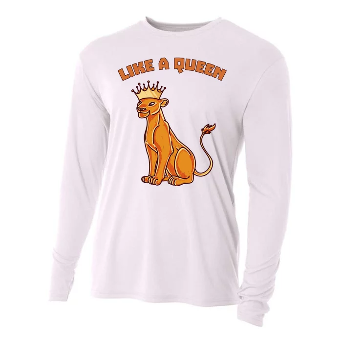 Like A Queen Queen Of The Jungle Lioness Cooling Performance Long Sleeve Crew