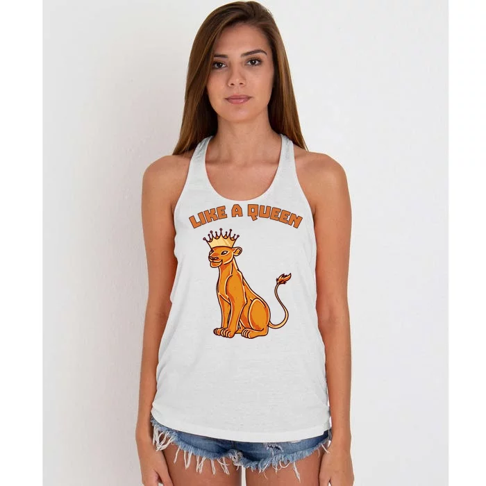 Like A Queen Queen Of The Jungle Lioness Women's Knotted Racerback Tank