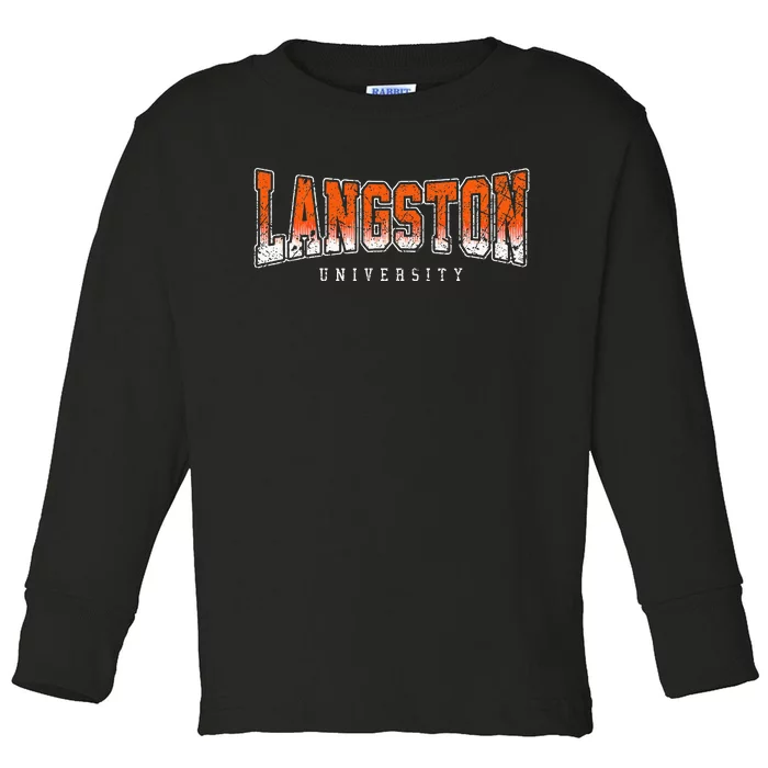 Langston Arch Retro University Athletic Sports Toddler Long Sleeve Shirt